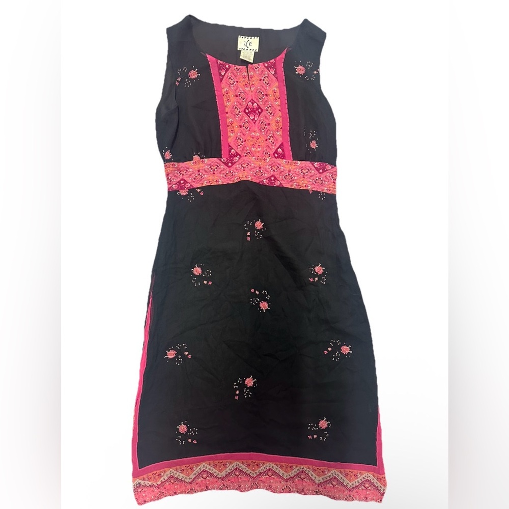 Vintage Y2K ICE Silk Black & Pink Sleeveless Dress